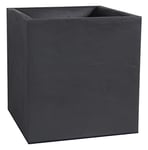 EDA - Pot Carré 40 cm Volcania 31 L - Décor Imitation Pierre - Double Paroi - Zone de Rétention d'Eau - 39,5 x 39,5 x 43,5 cm - Gris anthracite