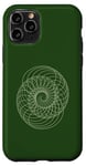 Coque pour iPhone 11 Pro Vert Spirale Fibonacci Art Abstrait