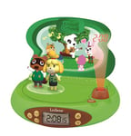 Lexibook Nintendo-Animal Crossing Projector Alarm Clock for Kids-with Night Light and Time Projection to The Ceiling, Sound Effects, Boys, Girls, Green