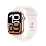 Apple Watch Series 10 GPS + Cellular 46mm Boîtier en Aluminium Rose Gold avec Bracelet Sport Rose Tendre S/M