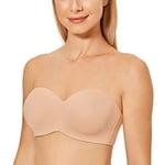 DELIMIRA Soutien Gorge sans Bretelles Invisible Grande Taille Femme Soutien-Gorge avec Armature Minimiseur Naturel 105C