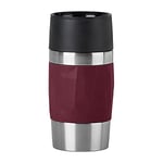 Emsa Travel Mug Compact Tasse Mug isotherme bordeaux 0,3 L Isolation double paroi boissons chaudes café 3h fraîches 6h Acier inoxydable revêtement silicone N2160900