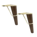 JNMDLAKO 2 Pieces Solid Wood Conical Replacement Furniture Feet Triangle Brace Wood Table Legs Furniture Legs for Sofa Bed Cabinet Chair Couch Feet Wood Furniture Legs,Titanium Walnut(18cm)