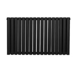 Radiateur à Colonne Ovale 600mm x 1020mm, Chauffage Moderne Horizontal à Tube Ovale en Acier au Carbone Noir Mat, Cuisine Salon Salle de Bain [Brosse, Attaches Murales & Supports INCLUS]