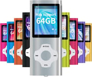 Digital,Compact et Portable Lecteur MP3/MP4 (Max Support 64 Go Carte Memory) avec Photo Viewer,E-Book Reader et Radio FM Enregistreur Vocal et vidéo vidéo en Argent(Q326)