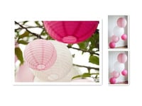 12x12"  Round Paper Lantern Lanterns Party  (4 White + 4 Pink + 4 Hot Pink)