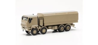 Herpa 746984 - 1/87 Iveco Trakker 8x8 Protected Flatbed Truck Sand Beige - New