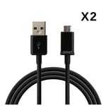 Lot 2 Cables USB Chargeur Noir pour Sony Xperia C4 / C5 ULTRA / E5 / M4 AQUA - Cable Port Micro USB Mesure 1 Metre [Phonillico]