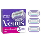 Gillette Venus Deluxe Smooth Swirl Razor Blades Women, Venus Razors for Women Refill, Pack of 3 Razor Blade Refills, Lubrastrip with A Touch of Vitamin E