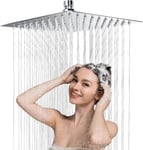 Tete de Douche Rond 304 Inox,Pommeau de Douche Anti-Calcaire,Ultra-Mince Haute Pression,Pomme de Douche 10 Pouces,Rotatif 360°,Facile à Installer et à Nettoyer 25cm (A).[T128]