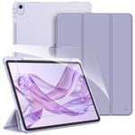 FINTIE Coque pour iPad Air 13 Pouces 2024 M2, Coque Translucide Givrée Housse Arrière Souple, [avec 1 Verre Trempé & Rangement de Stylet] Étui Fin Léger Mise en Sommeil/Réveil Auto, Lilas