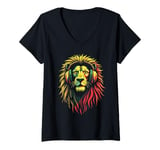 Womens Lion Headphones V-Neck T-Shirt