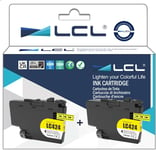 Cartouche d'encre Compatible LC-424 LC424 LC-424Y LC424Y (2PK Jaune) Remplacement pour Brother DCP-J1200W DCP-J1200WE