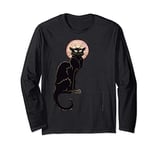 Black Cat Halloween Funny Cat lovers gift Black Scary Cat Long Sleeve T-Shirt