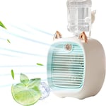 Mini Ventilateur de Refroidissement a Eau avec 3 Vitesses 2 Modes de Pulverisation Climatiseur usb Humidificateur pour Voiture et Maison Bureau Bleu