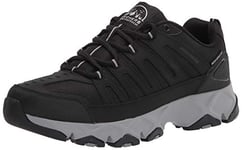 Skechers Homme Barre transversale Chaussure de Marche, Cuir Noir et Bordure Grise, 39.5 EU