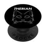 Therian Masque animal à fourrure Loup Chat Chien PopSockets PopGrip Adhésif