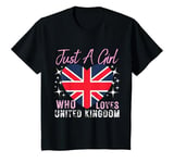 Youth Just A Girl Who Loves United Kingdom UK Heart Flag for Girls T-Shirt