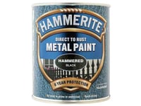 Hammerite Direct To Rust Hammered Finish Metal Paint Black 750Ml HMMHFBL750