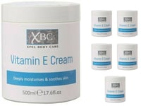 XBC Vitamin E Cream 500ml Large Tub Deeply Moisturises & Soothes Skin x 6