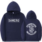 Sons Of Anarchy Samcro Hoodie Dubbelsidig Tryckt Hoodie Skjorta Marinblå Navy Blue 3XL