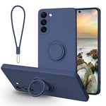 Galful Coque pour Samsung Galaxy S23 Ultra,Housse de Protection en Silicone Protege avec Anneau Rotatif à 360 degrés Magnétique Anti Rayures Anti-Choc Téléphone Étui Portable Lanyard Case Bleu foncé