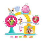 BANDAI Littlest Pet Shop Fun Factory Playset | LPS Playset With 2 Exclusive Pet Mini Figures 10 Accessories 1 Collector Card And Virtual Codes | Animal Collectable Kids Toys For Girls And Boys