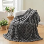 Wajade Couverture en Fausse Cachemire Fourrure en Peluche,Gray Plaid Polaire, Couverture Polaire Fourrure Haute Qualité,Plaid Canape 130x160cm