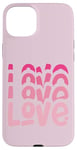 Coque pour iPhone 15 Plus Pink Love Pull décontracté à col rond pour femme Motif amour rétro