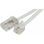 Cordon Téléphone ou ADSL RJ11 male vers RJ 45 male 0,70m Blanc