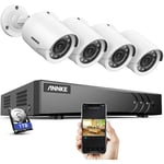 Annke 1080p Kit Caméra de Surveillance Filaire, 5MP Lite 8CH H.265+ dvr avec Disque Dur 1To et 4 caméras 1080p, Détection de Personne/Véhicule,Vision