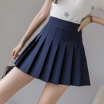 FDJIAJU Ladies Skirt,Ladies Pleat Skirt Casual Sexy Girls Short High Waist Skater Flare Skirts Cute Japanese School Uniforms Tennis Short Dress With Inner Shorts,Navy Blue,S