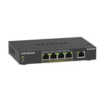 NETGEAR Switch 5 Ports Gigabit Ethernet PoE (GS305PV3) - avec 4 PoE+ à 63 W, Montage sur Un Bureau ou en Rack, Ultra Silencieux