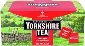 Taylors of Harrogate Yorkshire Tea 200 Individually Wrapped & Tagged Tea Bags