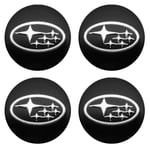 4 st 56+60 mm Bilhjul Navkapsel Dekalfälg Skydd Auto Emblem Styling för Subaru STI Impreza Forester XV Tribeca, 56 mm Svart-Xin