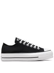 Converse Womens Lift Wide Foundation Ox Trainers - Black/Black, Black/Black, Size 6, Women