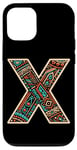 Coque pour iPhone 13 Lettre initiale du nom de l'alphabet X dans le style ethnique artistique