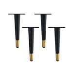 JNMDLAKO 4 Furniture Feet Iron Table Metal Legs Black+Gold Furniture Risers Furniture Legs Straight Cone Tube with Screw Desk Legs Accessories Replacement,Couch Legs,Sofa Bed Legs,Cabinets Feet(10cm)