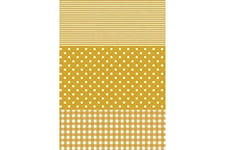 Décopatch FDA543O - Une pochette de 20 feuilles 30x40 cm Pois, rayures et vichy Or