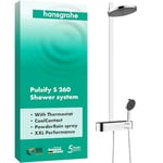 hansgrohe Pulsify S - Colonne de douche avec mitigeur thermostatique, douche pluie (⌀ 260mm) avec robinet, douchette, support, flexible de douche, barre et douche de tête ronde 2 jets, Chromé