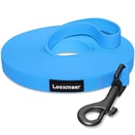 Looxmeer Longe pour Chien, 3 m/5m/7m/10m/15m/20m/25m/30m, Laisse Chien avec Poignée et Sac de Rangement, Laisses Étanches pour Chiens de Dressage de Toutes Tailles, Laisse Longue Robuste (Bleu)