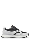 BOSS Mens Jonah Runn Mixed-Material Trainers with Faux-Leather Trims Size 11