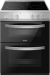 Amica AFC602SS 60cm Ceramic Electric Cooker with Double Oven, A Rated - Silver