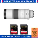 Canon RF 200-800mm F6.3-9 IS USM + 2 SanDisk 32GB Extreme PRO UHS-II SDXC 300 MB/s + Ebook '20 Techniques pour Réussir vos Photos' - Objectif Canon RF