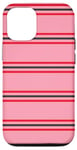 Coque pour iPhone 12/12 Pro Rose et rouge rayé mignon girly esthétique Preppy Stripe