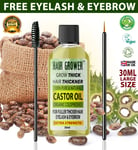 100% Pure Organic Castor Oil for Eyelashes & Eyebrows Hair Growth Body Care 🔥✅