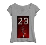 T-Shirt Femme Col Echancré Michael Jordan 23 Chicago Bulls Basket Superstar Goat