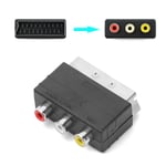 Phono 21PIN Plug Scart Male to 3RCA Female Adapter Input For PS4 WII DVD VCR