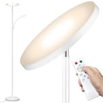 42W LED Lampadaire Dimmable, 3700LM Super Lumineux Lampadaire sur Pied Salon, 2700K-6500K Lecture Lampadaires avec Télécommande et Contrôle Tactile, Lampadaire Haut pour Salon Chambre Bureau，Blanc