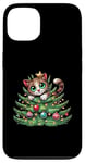 Coque pour iPhone 13 Arbre de Noël mignon Père Noël chat dessin animé